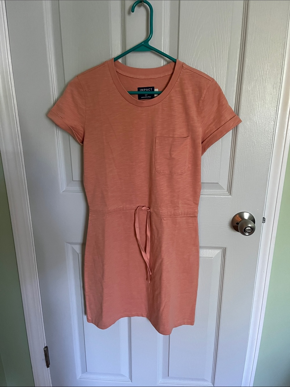 United by Blue Impact Collection Coral Drawstring Pocket Mini Dress